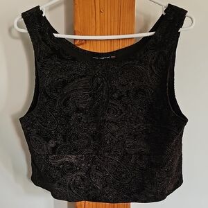 Brown Velvet Paisley Crop Top